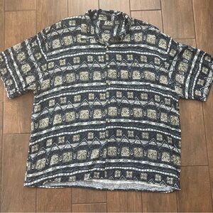 Diamante Men's Rayon Short Sleeved Button Down Lightweight Shirt size XXL